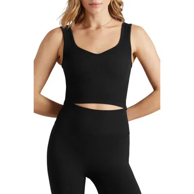 Rhone Embrace Seamless Rib Crop Top In Black