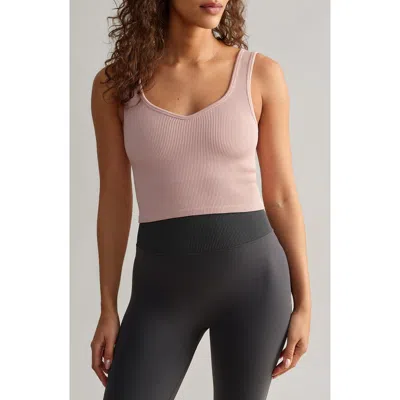 Rhone Embrace Seamless Rib Crop Top In Rose Dust