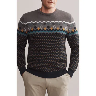 Rhone Fair Isle Crewneck Sweater In Gray
