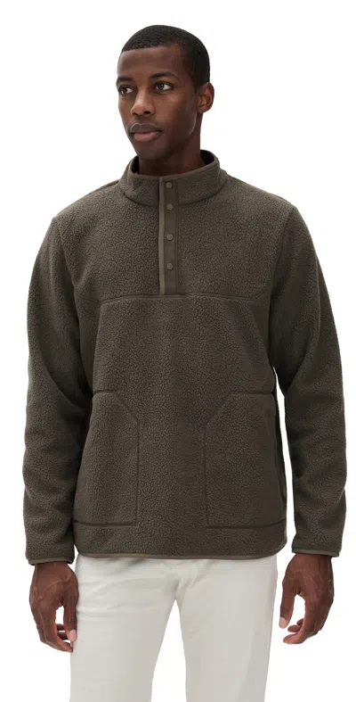 Rhone Fairbanks Fleece Pullover Cafe Noir In Brown