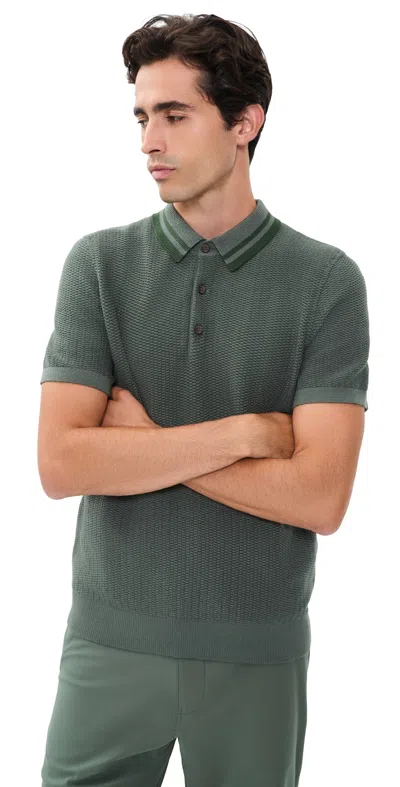 Rhone Fine Knit Sweater Polo Olive Shadow