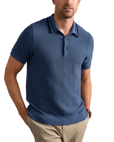 Rhone Fine Knit Sweater Polo In Blue