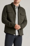 Rhone Fleece Shacket In Dark Moss Heather