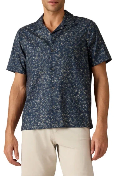 Rhone Floral Stretch Twill Camp Shirt In Navy Floral Print