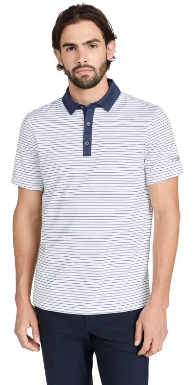 Rhone Golf Sport Polo Bright White/true Navy Stripe