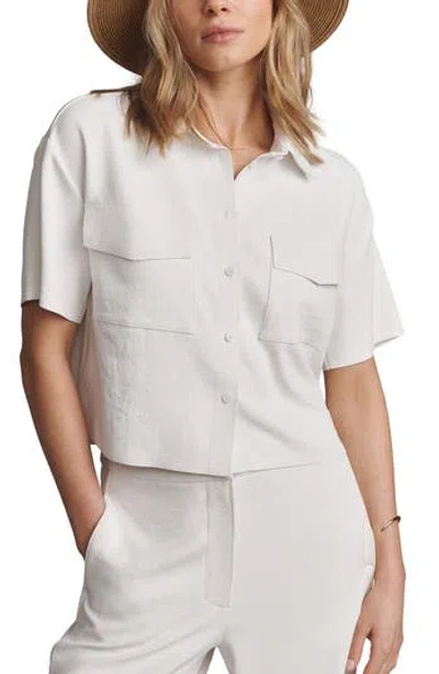Rhone Horizon Crop Button-up Shirt In White