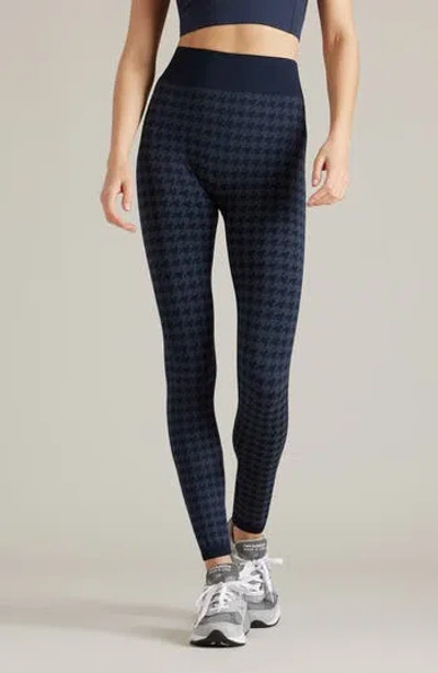 Rhone Houndstooth Seamless Base Layer Leggings In Navy Blue