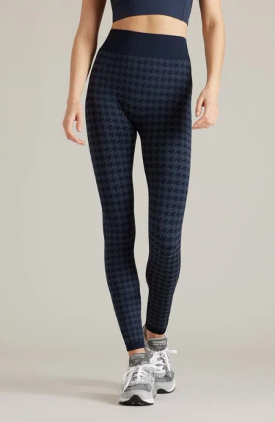 Rhone Houndstooth Seamless Base Layer Leggings In Navy Blue