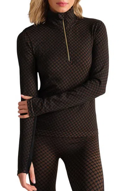 Rhone Houndstooth Seamless Half-zip Pullover In Brown