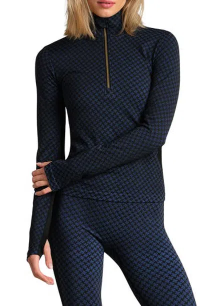 Rhone Houndstooth Seamless Half-zip Pullover In Blue