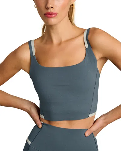 Rhone Instinct Contrast Longline Sports Bra In Blue