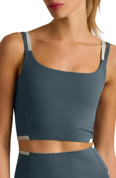 Rhone Instinct Contrast Longline Upf 50+ Sports Bra In Gray