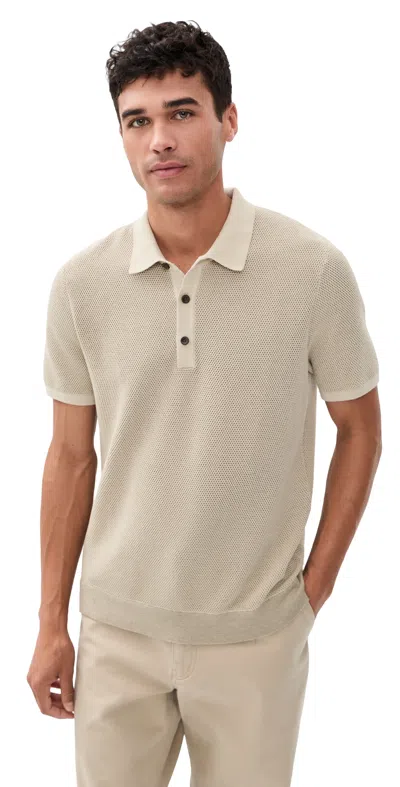 Rhone Mercer Knit Polo Bone In Brown