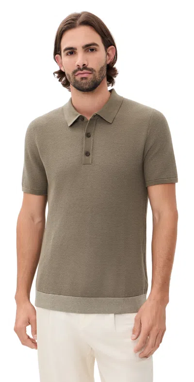 Rhone Mercer Knit Polo Smokey Olive In Brown