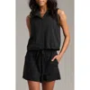 Rhone Mirage Sleeveless Performance Button-up Shirt In Black