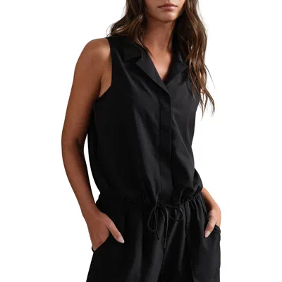 Rhone Mirage Sleeveless Performance Button-up Shirt In Black