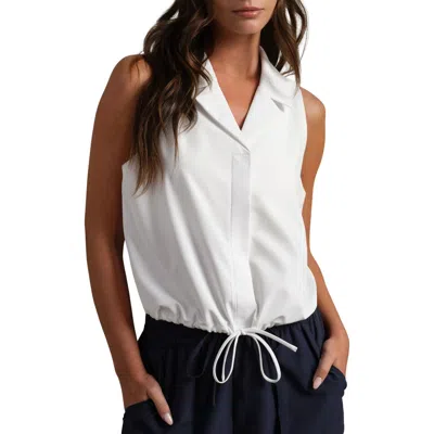 Rhone Mirage Sleeveless Performance Button-up Shirt In White