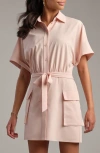 Rhone Mirage Water Repellent Short Sleeve Mini Shirtdress In Gray