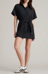 Rhone Mirage Water Repellent Short Sleeve Mini Shirtdress In Black