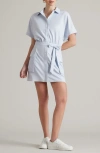 Rhone Mirage Water Repellent Short Sleeve Mini Shirtdress In Blue Ice