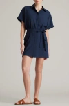 Rhone Mirage Water Repellent Short Sleeve Mini Shirtdress In Navy Blue