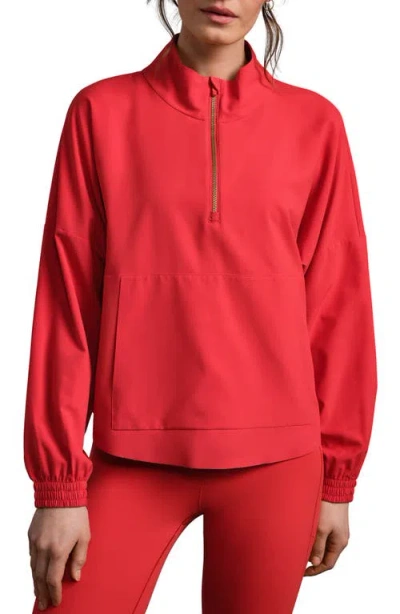 Rhone Mirage Water-repellent Half-zip Jacket In Red