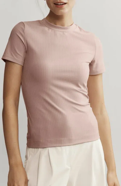 Rhone Modern Rib Knit T-shirt In Rose Dust