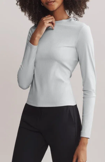 Rhone Modern Rib Long Sleeve Knit T-shirt In Grey Mist