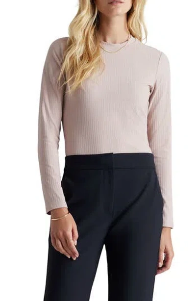 Rhone Modern Rib Long Sleeve Knit T-shirt In Rose Dust