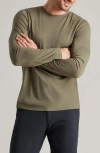 Rhone Modino Long Sleeve Wool Blend Crewneck T-shirt In Turtle Green