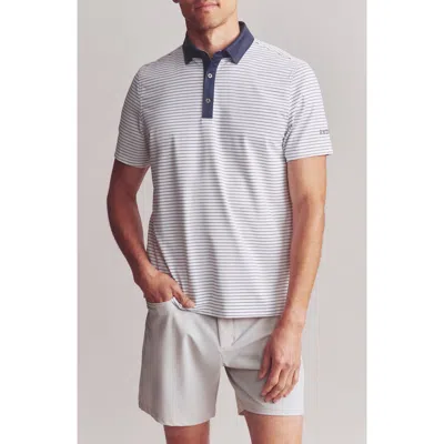 Rhone Performance Golf Polo In Bright White/true Navy Stripe