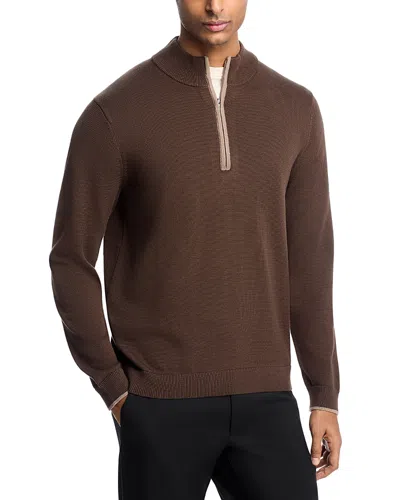 Rhone Quarter Zip Commuter Sweater In Brown