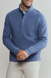 Rhone Quilted Pullover Cotton Blend Sweatshirt In Ocean Blue Heather