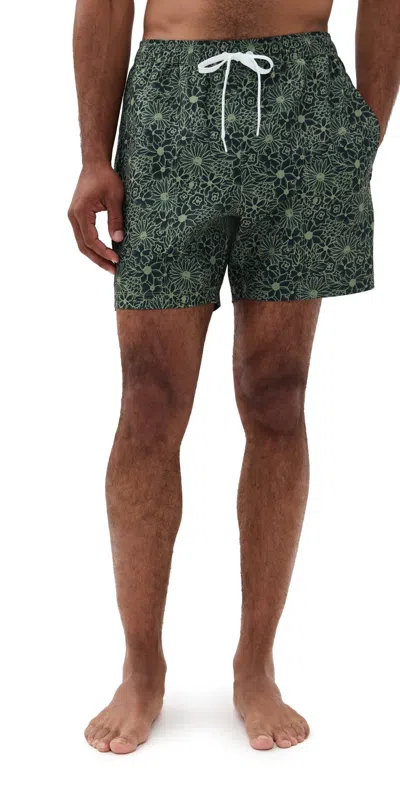 RHONE R & R SWIM TRUNKS 5.5 TRUE NAVY/GREEN SAGE FLORAL