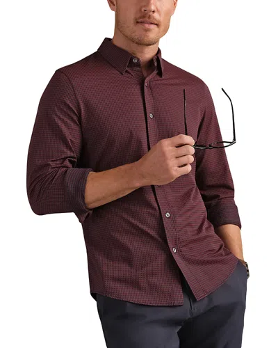 Rhone Red Gingham Slim Fit Commuter Shirt In Brown