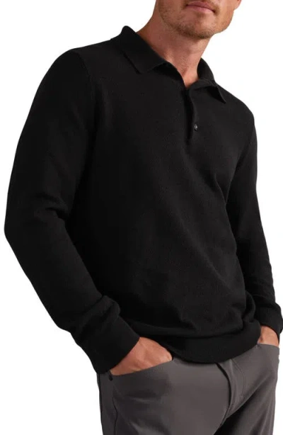 Rhone Resolve Piqué Long Sleeve Polo Sweater In Black