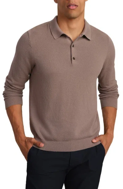 Rhone Resolve Piqué Long Sleeve Polo Sweater In Brown