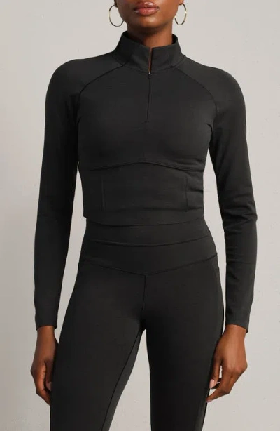 Rhone Revive Crop Quarter Zip Top In Black