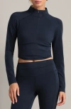 Rhone Revive Crop Quarter Zip Top In Blue