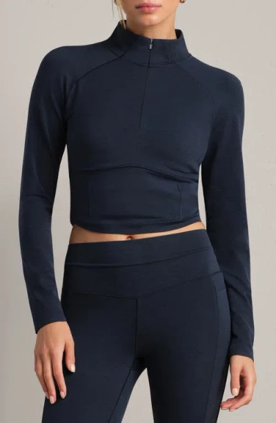 Rhone Revive Crop Quarter Zip Top In Blue