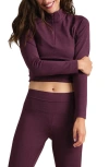 Rhone Revive Crop Quarter Zip Top In Burgundy