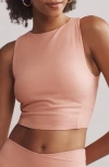 Rhone Ripple Longline Bra In Cameo Pink