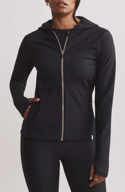 Rhone Ripple Performance Zip-up Hoodie In Black