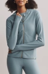Rhone Ripple Performance Zip-up Hoodie In Blue Hue
