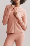 Rhone Ripple Performance Zip-up Hoodie In Cameo Pink