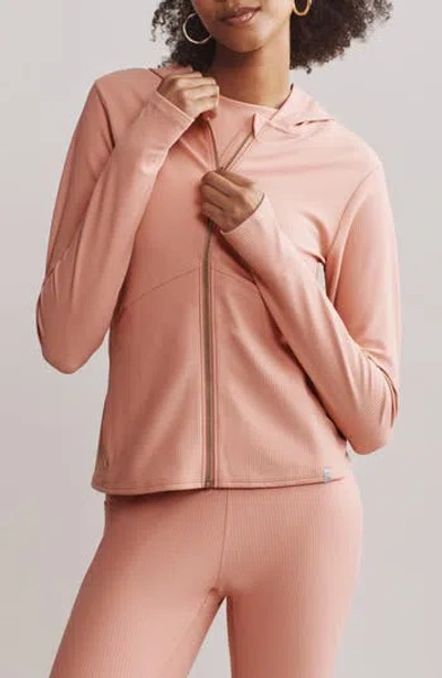 Rhone Ripple Performance Zip-up Hoodie In Cameo Pink