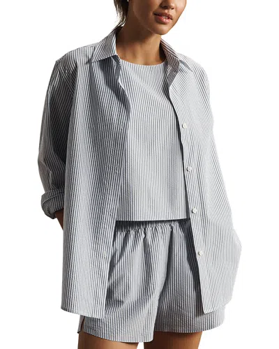 Rhone Saltair Oversize Seersucker Button-up Shirt In Gray