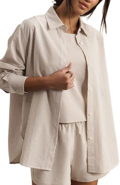 Rhone Saltair Oversize Seersucker Button-up Shirt In Neutral