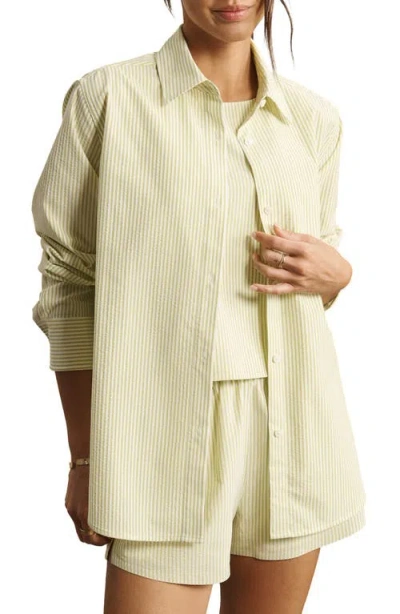 Rhone Saltair Oversize Seersucker Button-up Shirt In Yellow