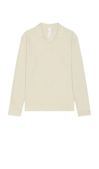Rhone Seaside Terry Long Sleeve Polo In Sandstone